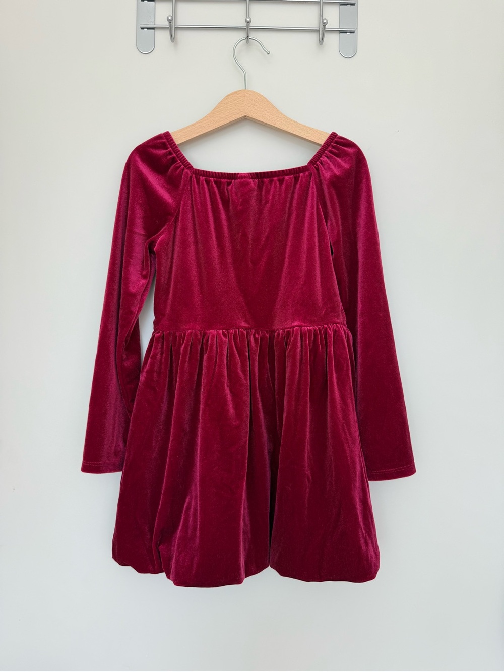 Cat & Jack Girls' Velvet Long-Sleeve Dress - Berry Red